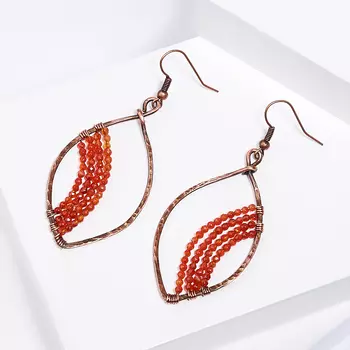 Серьги сердолик огранка (биж. сплав)