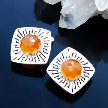 Серьги сердолик огранка (серебро 925 пр.)