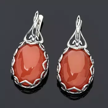 Серьги сердолик (серебро 925 пр.)
