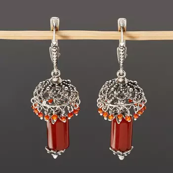 Серьги сердолик (серебро 925 пр.)
