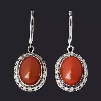 Серьги сердолик (серебро 925 пр.)
