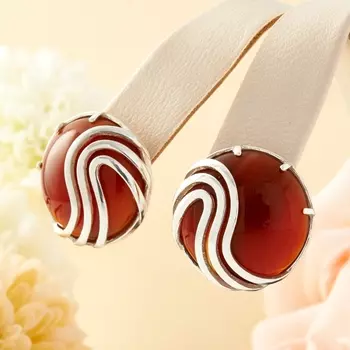 Серьги сердолик (серебро 925 пр.)