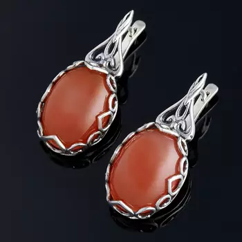 Серьги сердолик (серебро 925 пр.)