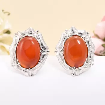 Серьги сердолик (серебро 925 пр.)