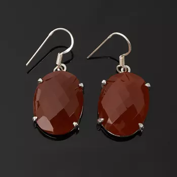 Серьги сердолик (серебро 925 пр.) огранка