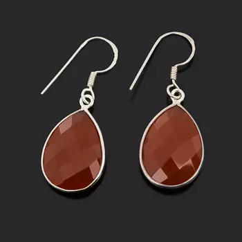 Серьги сердолик (серебро 925 пр.) огранка