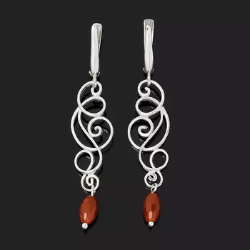 Серьги сердолик (серебро 925 пр.) огранка