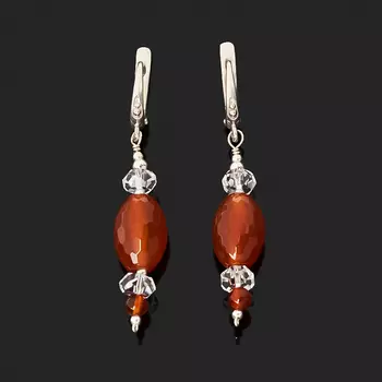 Серьги сердолик (серебро 925 пр.) огранка