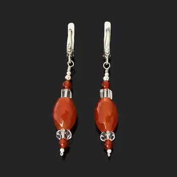 Серьги сердолик (серебро 925 пр.) огранка