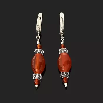 Серьги сердолик (серебро 925 пр.) огранка