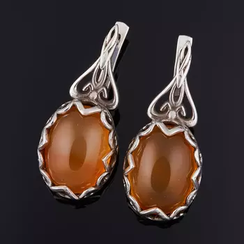 Серьги сердолик (серебро 925 пр. оксидир.)