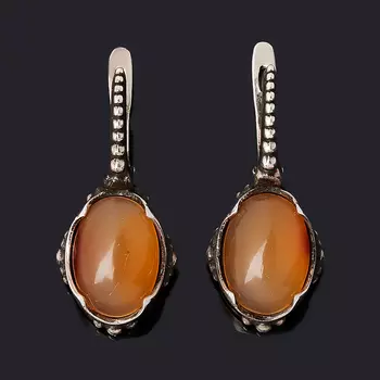 Серьги сердолик (серебро 925 пр. оксидир.)