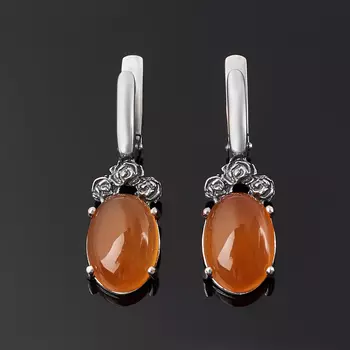 Серьги сердолик (серебро 925 пр. оксидир.)