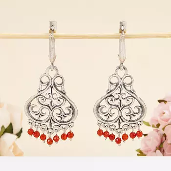 Серьги сердолик (серебро 925 пр. оксидир.)