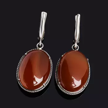 Серьги сердолик (серебро 925 пр. оксидир.)