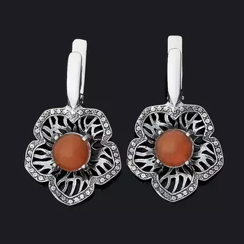 Серьги сердолик (серебро 925 пр. оксидир.)