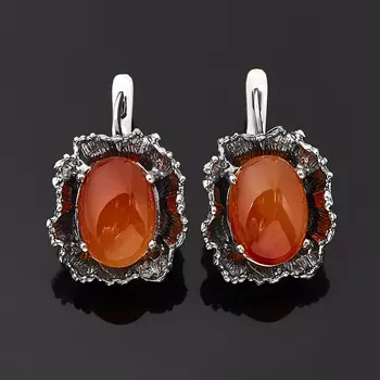 Серьги сердолик (серебро 925 пр. оксидир.)