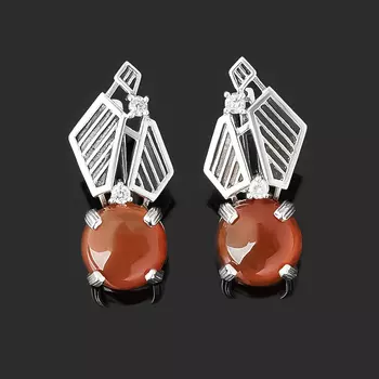 Серьги сердолик (серебро 925 пр. оксидир.)