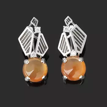 Серьги сердолик (серебро 925 пр. оксидир.)