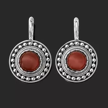 Серьги сердолик (серебро 925 пр. оксидир.)