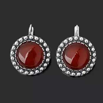 Серьги сердолик (серебро 925 пр. оксидир.)
