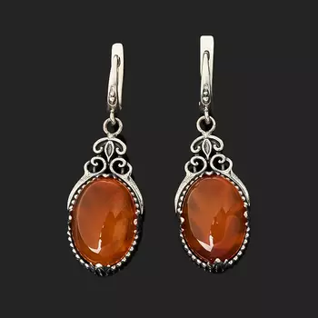 Серьги сердолик (серебро 925 пр. оксидир.)
