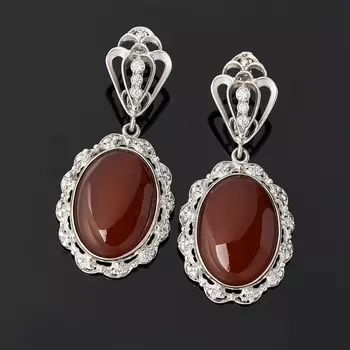 Серьги сердолик (серебро 925 пр. родир. бел.)