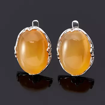 Серьги сердолик (серебро 925 пр. родир. бел.)