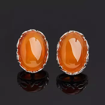 Серьги сердолик (серебро 925 пр. родир. бел.)