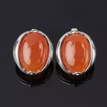 Серьги сердолик (серебро 925 пр. родир. бел.)
