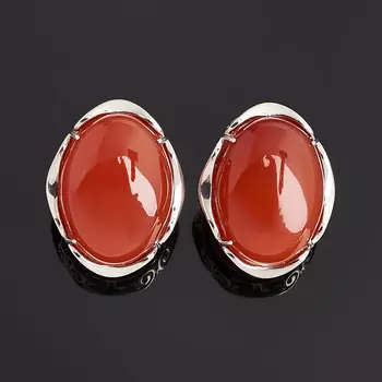 Серьги сердолик (серебро 925 пр. родир. бел.)