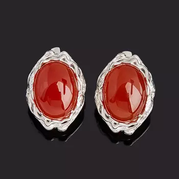 Серьги сердолик (серебро 925 пр. родир. бел.)
