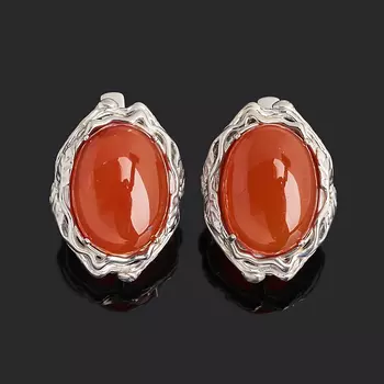 Серьги сердолик (серебро 925 пр. родир. бел.)