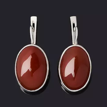 Серьги сердолик (серебро 925 пр. родир. бел.)