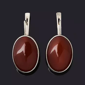 Серьги сердолик (серебро 925 пр. родир. бел.)