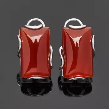 Серьги сердолик (серебро 925 пр. родир. бел.)