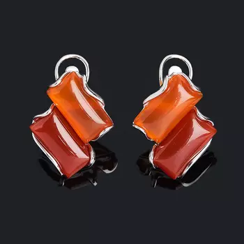 Серьги сердолик (серебро 925 пр. родир. бел.)