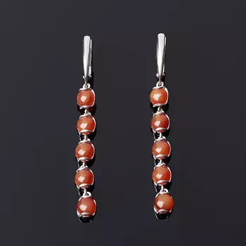 Серьги сердолик (серебро 925 пр. родир. бел.)