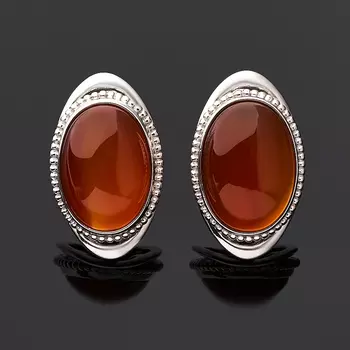 Серьги сердолик (серебро 925 пр. родир. бел.)