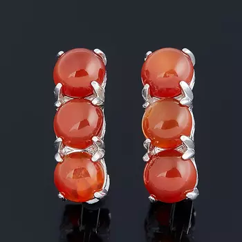 Серьги сердолик (серебро 925 пр. родир. бел.)