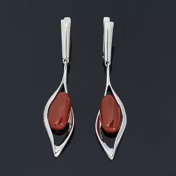 Серьги сердолик (серебро 925 пр. родир. бел.)