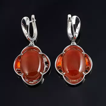 Серьги сердолик (серебро 925 пр. родир. бел.)