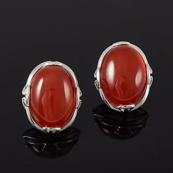 Серьги сердолик (серебро 925 пр. родир. бел.)