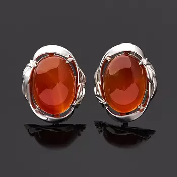 Серьги сердолик (серебро 925 пр. родир. бел.)