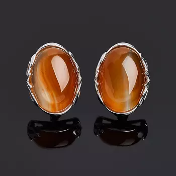 Серьги сердолик (серебро 925 пр. родир. бел.)