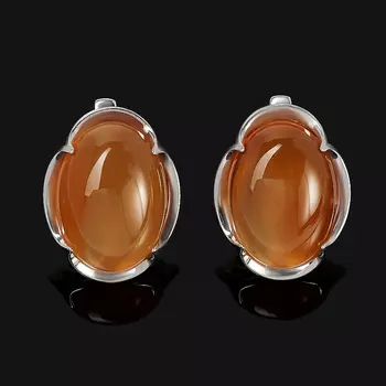 Серьги сердолик (серебро 925 пр. родир. бел.)