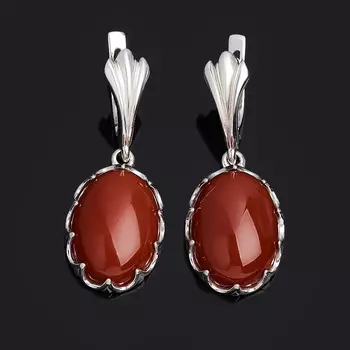 Серьги сердолик (серебро 925 пр. родир. бел.)