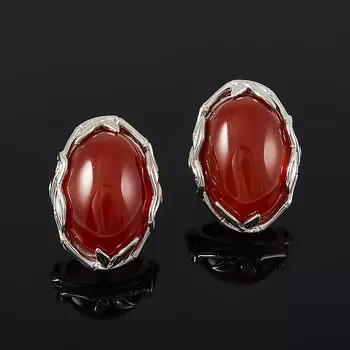 Серьги сердолик (серебро 925 пр. родир. бел.)