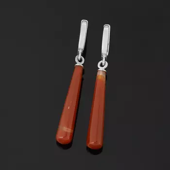 Серьги сердолик (серебро 925 пр. родир. бел.)