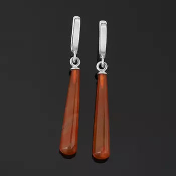 Серьги сердолик (серебро 925 пр. родир. бел.)